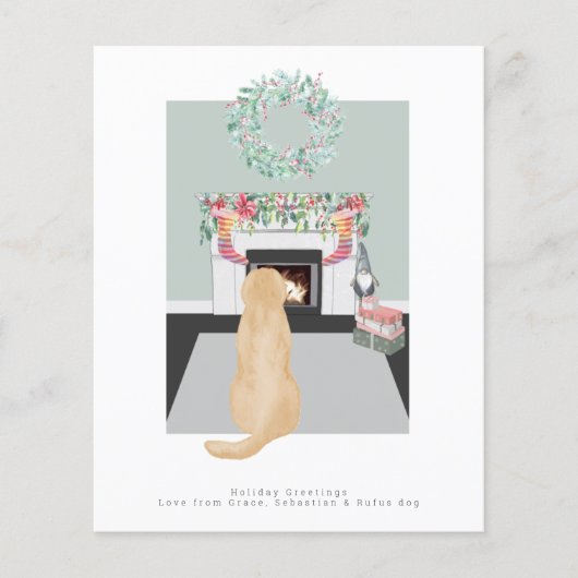 kerstgele labrador Dog Fireplace Scene (Voorkant)