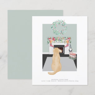 kerstgele labrador Dog Fireplace Scene