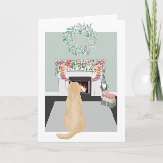 kerstgele labrador Dog Fireplace Scene Kaart (Voorkant)