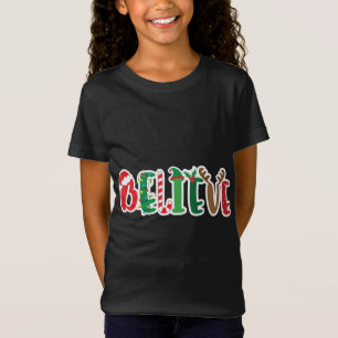 Kerstgeloof gelooft de kerstman met snoepriet Elf T-shirt