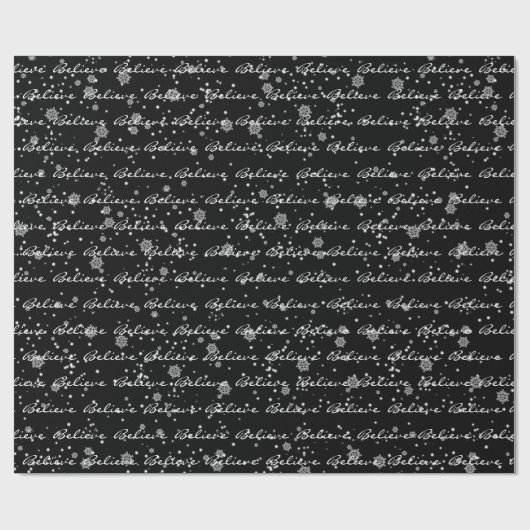 Kerstgeloof Tekst en sneeuwvlokken die Pa ompakken Cadeaupapier (Vlak)