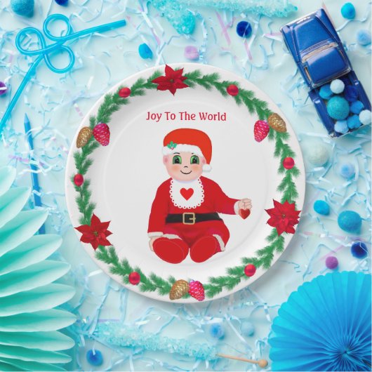 Kerstgelukkige baby, hart- en pijngrot papieren bordje (Feest)