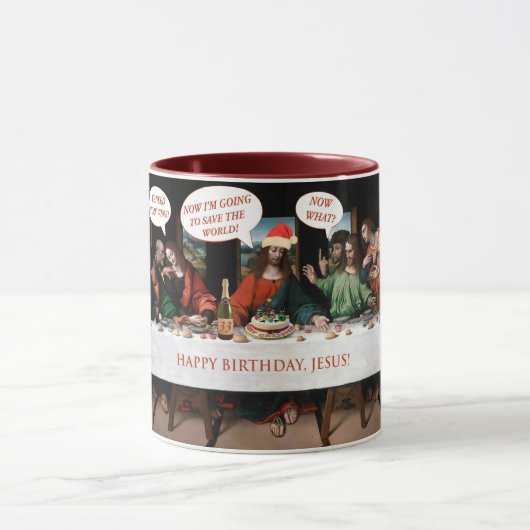 Kerstgelukkige verjaardag Jezus Comics Style Funny Mok (Midden)