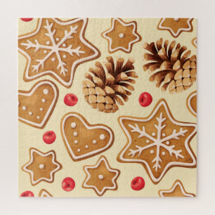 Kerstgember: Feestelijk naadloos patroon. Legpuzzel