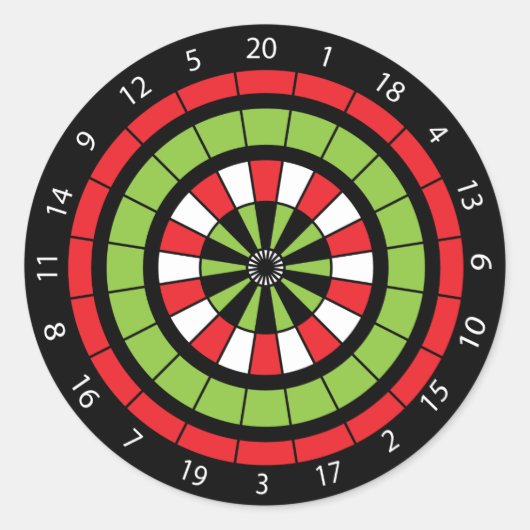 kerstgenummerd dartboard ronde sticker (Voorkant)
