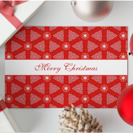 Kerstgepersonaliseerde Snowflakes Pattern Red Feestdagen Kaart
