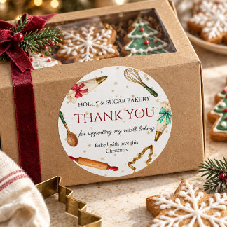 Kerstgerei backkerij Bedankt Ronde Sticker