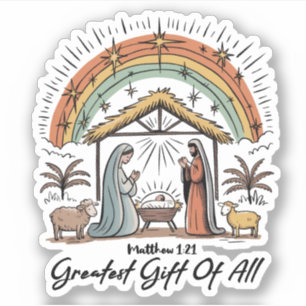 Kerstgeschenk van Jezus, het allergrootste Kerstmi Sticker