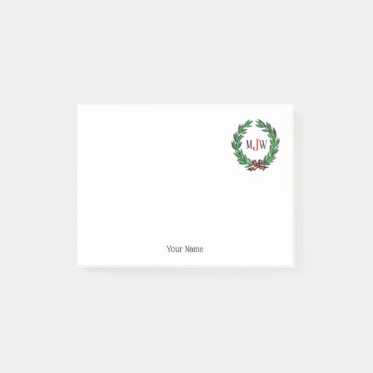  kerstgeschrokken monogram post-it® notes (Voorkant)