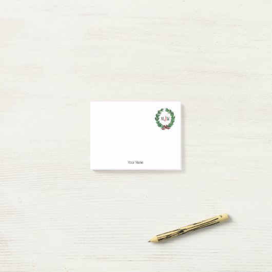  kerstgeschrokken monogram post-it® notes (Op bureau)