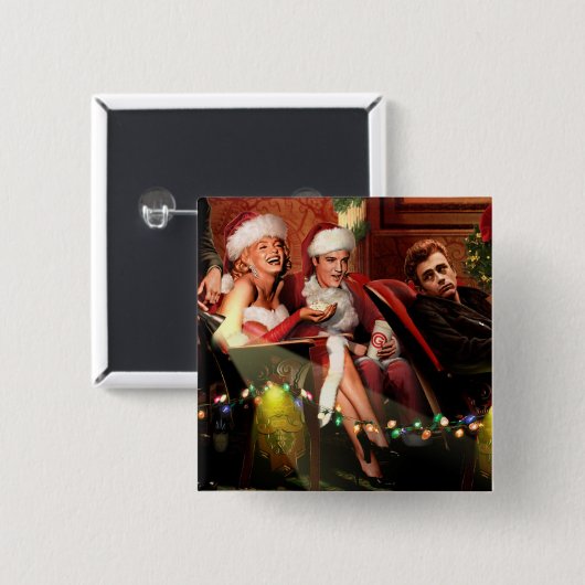 Kerstgesprek Vierkante Button 5,1 Cm (Voorkant /achterkant)