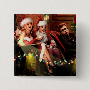 Kerstgesprek Vierkante Button 5,1 Cm