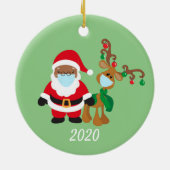 Kerstgevelmasker Santa Reindeer Ethnic 2020 Keramisch Ornament (Achterkant)
