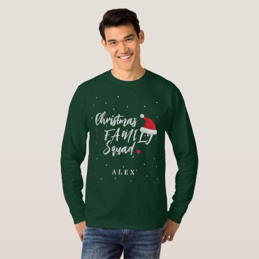 Kerstgezin — kerstman — jouw naam t-shirt (Voorkant volledig)