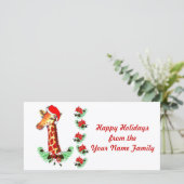 Kerstgiraf Feestdagenkaart (Staand voorkant)