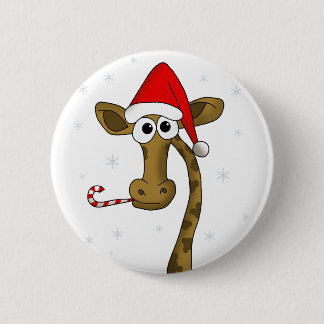 kerstgiraf ronde button 5,7 cm