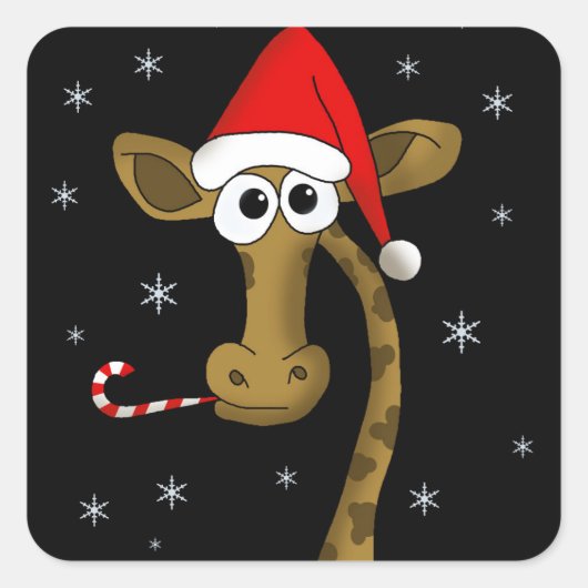 kerstgiraf vierkante sticker (Voorkant)