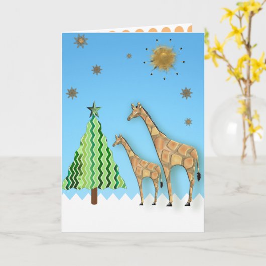KERSTGIRAFFE KAART (Gele Bloem)