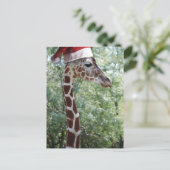 KerstGiraffe met kerstman Feestdagenkaart (Staand voorkant)