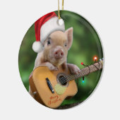 kerstgitaarvarken keramisch ornament (Links)