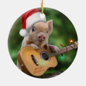 kerstgitaarvarken keramisch ornament (Achterkant)