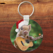 kerstgitaarvarken sleutelhanger (Voorkant)