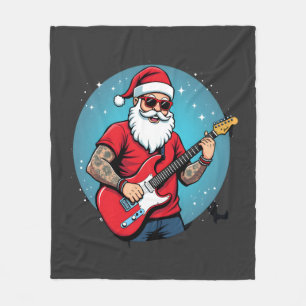 Kerstgitarist  Rockmuziek Kerstmis (1) Fleece Deken