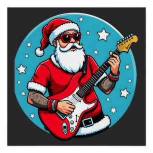 Kerstgitarist Rockmuziek Kerstmis (4) Perfect Poster