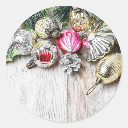  kerstglas Ornament Collectie Ronde Sticker (Voorkant)