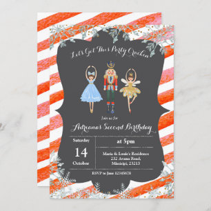 Kerstglitter Birthday Invite Nutkraker Kaart
