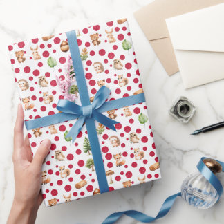 Kerstglitter van Woodland Animals Cadeaupapier