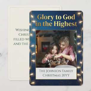 Kerstglorie voor God één foto goud Feestdagenkaart