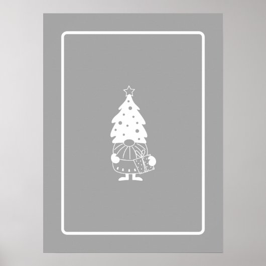 Kerstgnome modern scandi-decor poster (Voorkant)