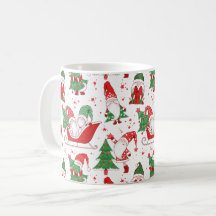 Kerstgnomen & Bomen All-Over Patroon