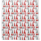 Kerstgnomen Dwarves Pattern Red Gray White Douchegordijn (Voorkant)