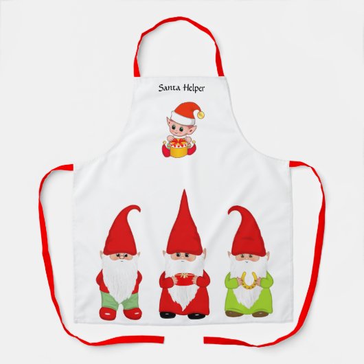 Kerstgnomen en Cute Elf op White Schort (Voorkant)