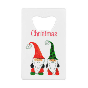 kerstgnomen feestelijke humor waterverf kredietkaart flessenopener
