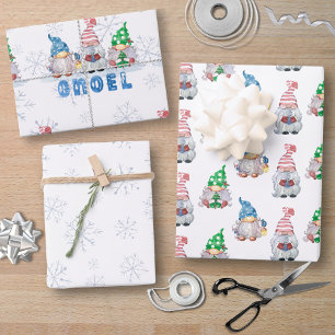 Kerstgnomen GNOEL Winter Snowflake Inpakpapier Vel