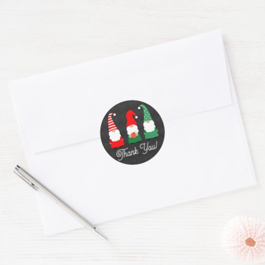 Kerstgnomen Holiday Hartelijk dank Ronde Sticker (Envelop)