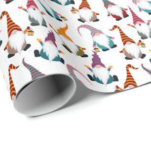 Kerstgnomen met Lantern Waterverf Holiday Cadeaupapier