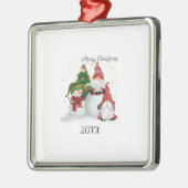 Kerstgnomen Metalen Ornament (Links)