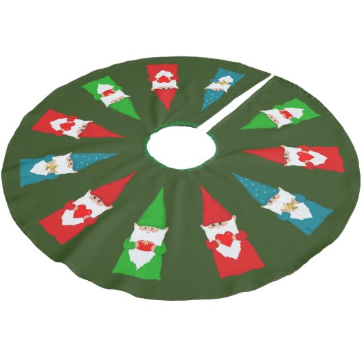Kerstgnomen op Forest Green Kerstboom Rok (Gekanteld)