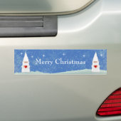 Kerstgnomen op lichtblauw bumpersticker (Op auto)