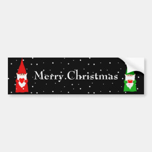 Kerstgnomen op zwart bumpersticker