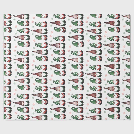 Kerstgnomen Pattern Cadeaupapier (Vlak)