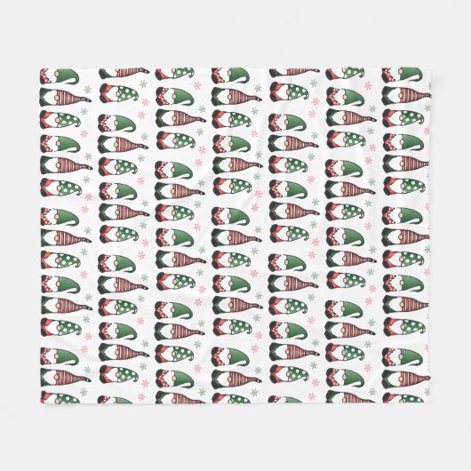 Kerstgnomen Pattern Fleece Deken (Voorkant (Horizontaal))