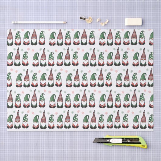 Kerstgnomen Pattern Tissuepapier (Craft)