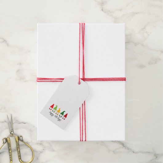 Kerstgnomen Prettige feestdagen Fun Festive Cadeaulabel (Met Touw)