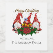 Kerstgnomen Red Green Festive Trendy Wijn Etiket (Enkel label)