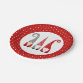 Kerstgnomen Red Polka Dot Festive Papieren Bordje (Gekanteld)